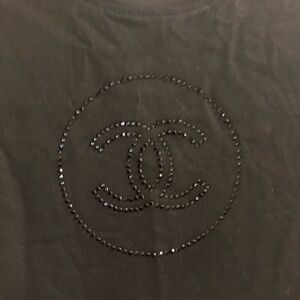New Chanel employee rhinestones black shirt xs
